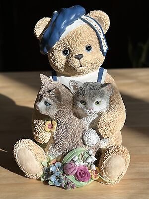 #ad San Francisco Music Box Company Cats with Teddy “That’s what friends are for” 5