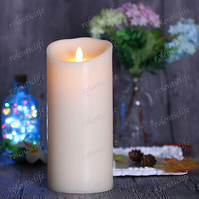 Luminara Flameless Moving Wick Ivory Pillar Candles with Remote Timer 9quot;