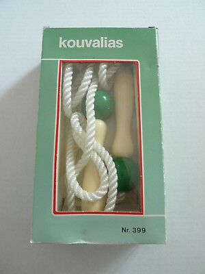#ad 1990 Vintage Kouvalias Wooden Handle Jump Rope Made In Greece New Old Stock