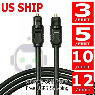 Toslink Optical Cable Digital Audio Sound Fiber Optic SPDIF Cord Wire Dolby DTS