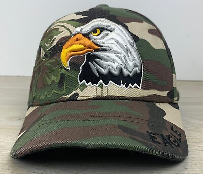 #ad Bald Eagle Hat USA Green Camo Hat Adjustable Adult Green OSFA Adjustable Cap Hat