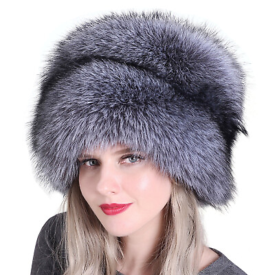 #ad 2019 Fashion Winter Women#x27;s Natural Fur Cap Real Fox Fur Hats Caucasus Warm Cap