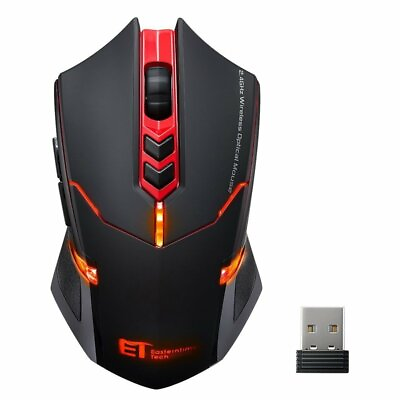 2400 DPI Wireless Gaming Mouse w Unique Silent Click Optical for PC Laptop Mac
