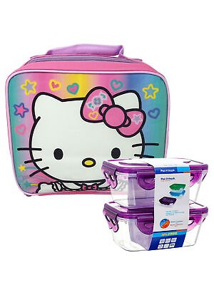 #ad Hello Kitty Insulated Lunch Bag Girls Sanrio w 2 Piece Food Container Set
