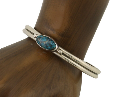 #ad Navajo Cuff Bracelet 925 Silver Natural Blue Turquoise Native American C.80#x27;s
