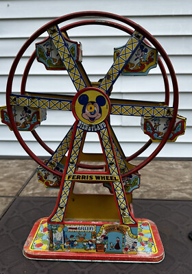 #ad Vintage Disneyland Ferris Wheel Tin Toy Walt Disney Production Works Great