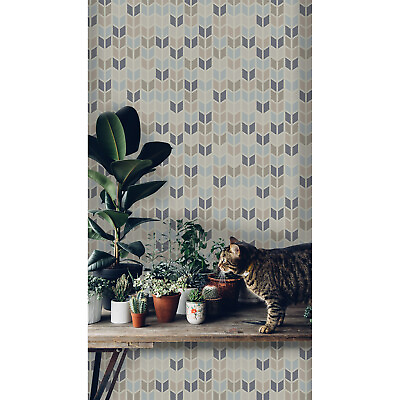 #ad Geometric texture in pastel tints self adhesive blue and brown wall mural wall