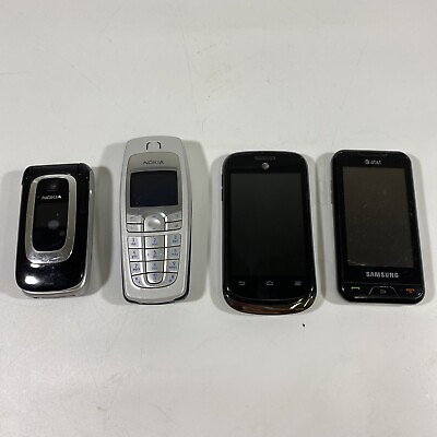 Lot 4 old cell phones Early Flip Nokia Samsung ZTE Untested