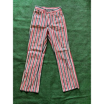 #ad #ad Vintage 70s Blue Bell Maverick Striped Jeans Blue Red White Sz 30x32 Usa Made