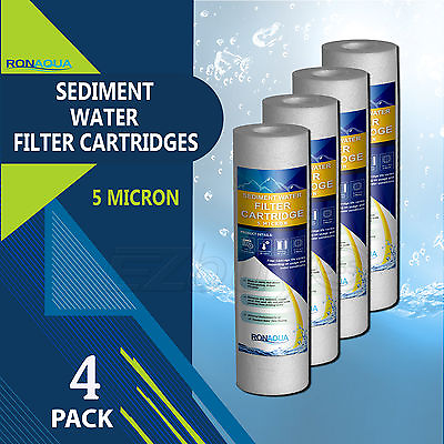 4 Pack Sediment 5 Micron Water Filters Cartridge 2.5quot; x 10quot; for Reverse Osmosis