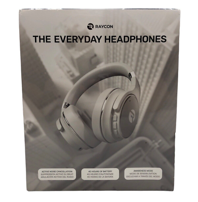 #ad Raycon RBH820 WHI The Everyday Over Ear Noise Canceling Headphones White Sealed