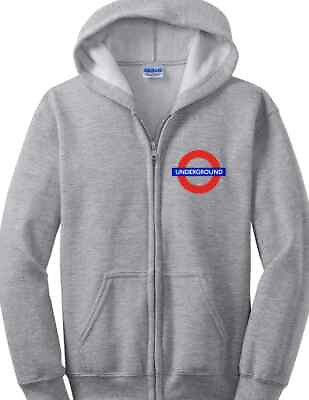 The Underground Logo Zip Hoodie London England Subway Train Hooded Sweatshirt