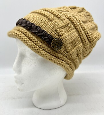 Slouchy Women’s Winter Hat Crochet Cap Knit Beanie Beige *Fast Free Shipping