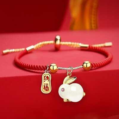 Lucky Rabbit Handmade Beaded Bracelet Braided Adjustable Bangle Women Men Gift