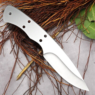 #ad Blank blade Stainless Steel DIY Custom Hunting Knife Fixed Blade Outdoor Tool