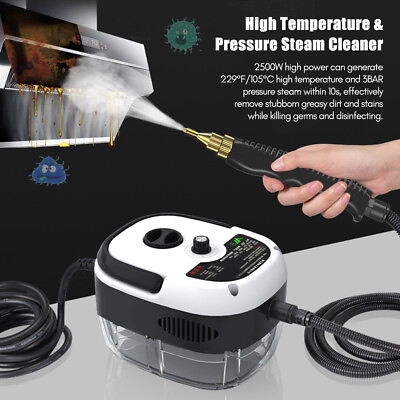2500W High Temp Pressurized Steam Cleaner Machine Kitchen Portable Handheld B0C6