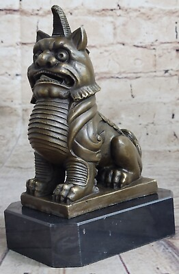 #ad Royal Pure Bronze exquisite Foo Dog beast Statue Sculpture Chinese Vintage SALE