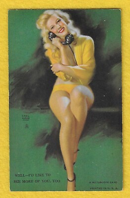 EARL MORAN Pinup Mutoscope Arcade Card 1940s MS260 WELL I#x27;D LIKE TO SEE.. VG