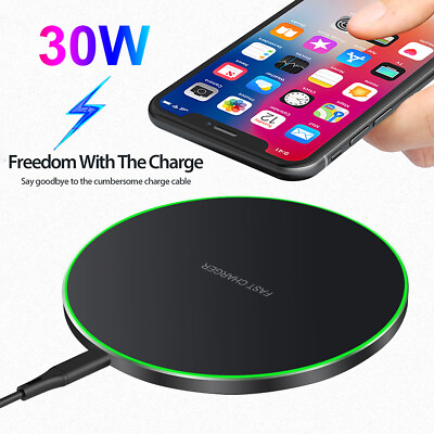 #ad 30W Wireless Charger Fast Charging Pad Mat For iPhone 14 Pro Max 13 12 11 XS XR