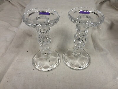 Marquis by Waterford Crystal Candle Sticks 6 Inches Tall with box.