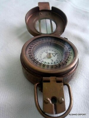 #ad Brass Antique British Prismatic Military Vintage WW2 Mark II Pocket Compass Gift