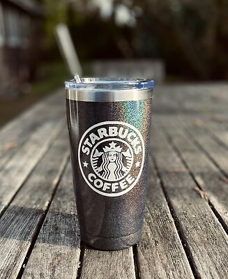 #ad Starbucks Theme Custom tumbler Stainless Steel Straw 20 oz Venti Black Shimmer