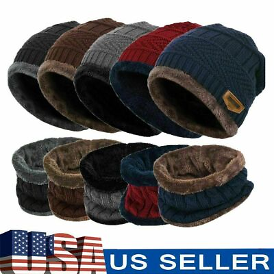 #ad Winter Warm Knit Hat Scarf Set Men Women Kids Ear Head Neck Cover Ski Beanie Cap