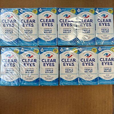 #ad 12 CLEAR EYES Drops Redness Relief and Calms Irritation 0.5Fl.Oz Exp 12 24