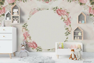 #ad 3D Watercolour Floral Garland Self adhesive Removeable Wallpaper Wall Mural 838