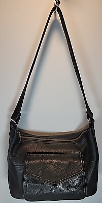 #ad #ad Vintage FOSSIL Purse Black Pebbled Leather Shoulder Bag Style #75082