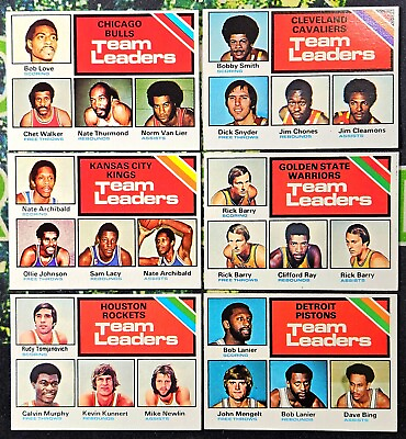 #ad 1975 76 Topps NBA Team Leaders 6 Card Vintage Basketball Lot NRMT MT Nice Find