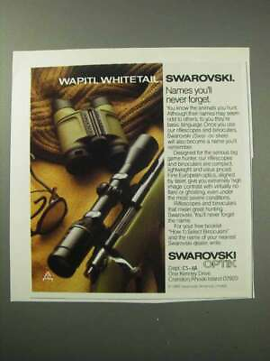 #ad 1986 Swarovski Binoculars and Scopes Ad Wapiti