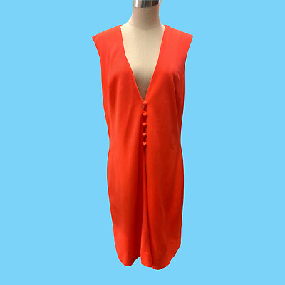 #ad Vtg 1960#x27;s quot;S. Eisenberg of Californiaquot;Retro Orange House Dress Swim Cover L