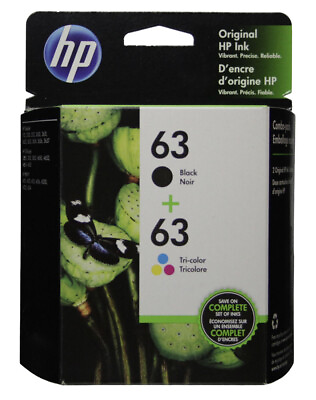 HP #63 Combo Ink Cartridges 63 Black amp; Color NEW GENUINE