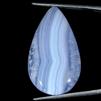 #ad 30.90Cts Natural Blue Lace Agate Cab Loose Gemstone Shape Pear Size 19x32x7mm