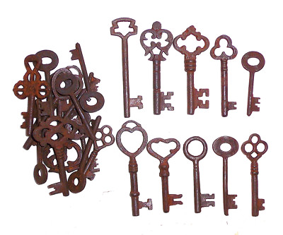 Antique Iron Skeleton Keys Lot of 25 Steampunk