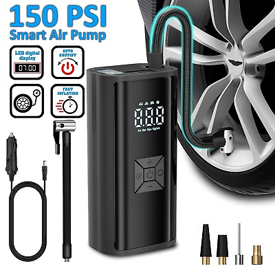 #ad 150 PSI Digital Tire Inflator Car Air Pump Compressor Electric Portable Auto 12V