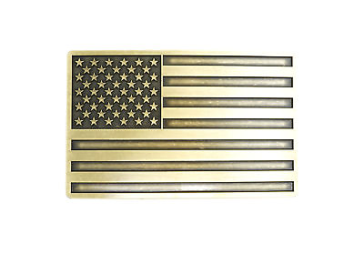 #ad Patriotic American USA Flag Bronze Plated Vintage Finish Metal Belt Buckle