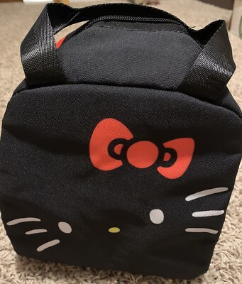 #ad Hello Kitty Insulated Zip Lunch Bag Black New Without Tags Approx. 8”x8”x5.5”