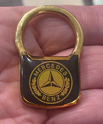 #ad Enameled clear coated Mercedes brass And Black emblem front brass back key ring