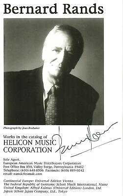 quot;Composerquot; Bernard Rands Hand Signed Catalogue of His Works