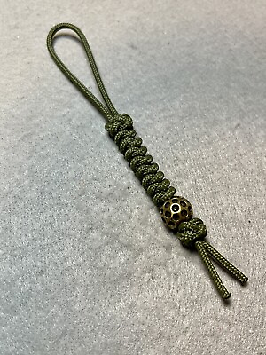 275 Paracord Knife Lanyard OD Green With Round Brass Bead