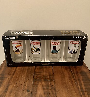 Guiness Beer Zookeeper Pub Glasses New In Box Luminarc Set 16oz Set of 4