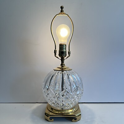 #ad Waterford Lismore Ireland Crystal Globe Boudoir Lamp Polished Brass Nice piece