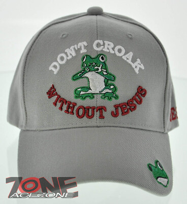 #ad DON#x27;T CROAK WITHOUT JESUS FROG CHRISTIAN BALL CAP HAT GRAY