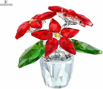 #ad Swarovski Poinsettia Christmas Flower Small Crystal Figurine#5291023 New in Box