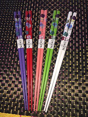 #ad 5 COLOR VARIATION JAPANESE COLORFUL CIRCLE CHOPSTICKS WITH ENCLOSED DESIGNS
