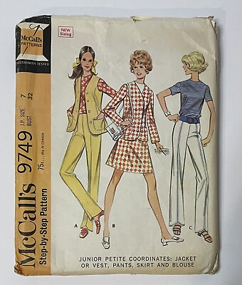 #ad Vintage McCalls 1969 Pattern #9749 Junior Petite 7 Suit McCalls