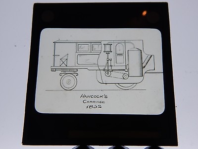 #ad Hancock#x27;s Carriage Steam Engine Drawing on Glass Slide Magic lantern Slide