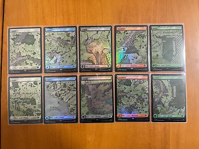 #ad #ad MTG FOIL LOTR Lord of the Rings Full Art Map Lands FULL SET UNPLAYED SLEEVED